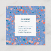 Carte De Visite Carré Chic terrazzo élégant bleu perwinkle (Dos)