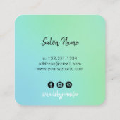 Carte De Visite Carré Chick menthe moderne clous bleu vert dégradé (Dos)