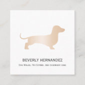 Carte De Visite Carré chien Dachshund d'or Walker Trainer Chiot assis (Devant)