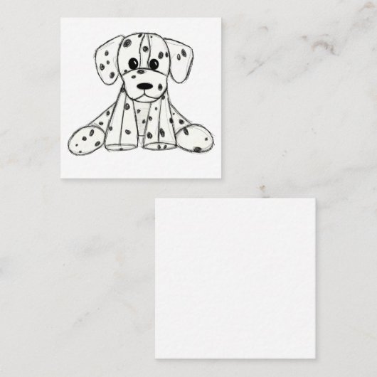 Carte De Visite Carré Chien en dalmate dessin simple noir (Devant / Derrière)