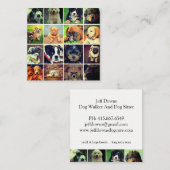 Carte De Visite Carré Chien Face Collage Chien Walker Trainer Et Sitter (Devant / Derrière)