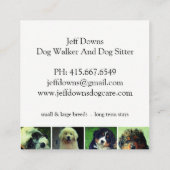 Carte De Visite Carré Chien Face Collage Chien Walker Trainer Et Sitter (Dos)