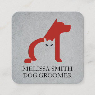 Carte De Visite Carré Chien Groomer   Abri animal   Icône Chien de chat