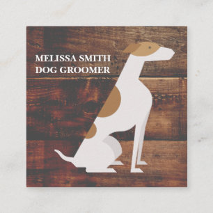 Carte De Visite Carré Chien Groomer   Formateur   Pâtes   Bois