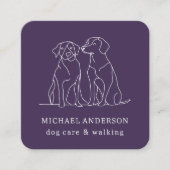 Carte De Visite Carré Chien pourpre moderne marchant Chien marchant Marc (Devant)
