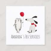 Carte De Visite Carré Chien Sitter Chat Sitter Services pour animaux de  (Devant)