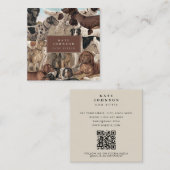 Carte De Visite Carré Chien Sitter Trainer Animal Care Chiens QR Code (Devant / Derrière)