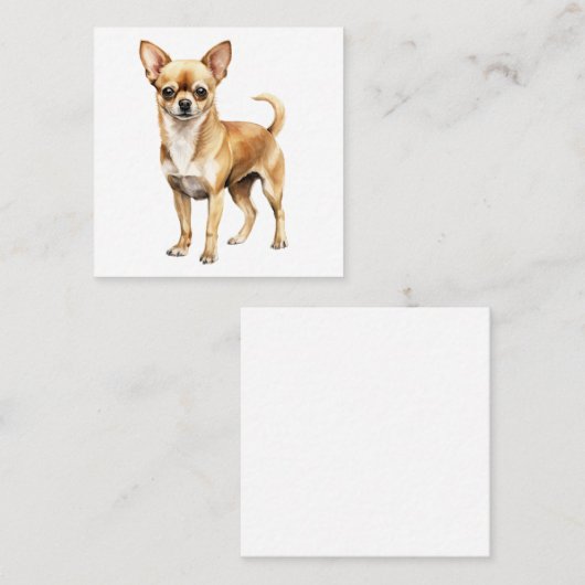 Carte De Visite Carré Chihuahua clipart d'aquarelle Chihuahua chien (Devant / Derrière)