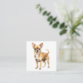 Carte De Visite Carré Chihuahua clipart d'aquarelle Chihuahua chien (Debout devant)