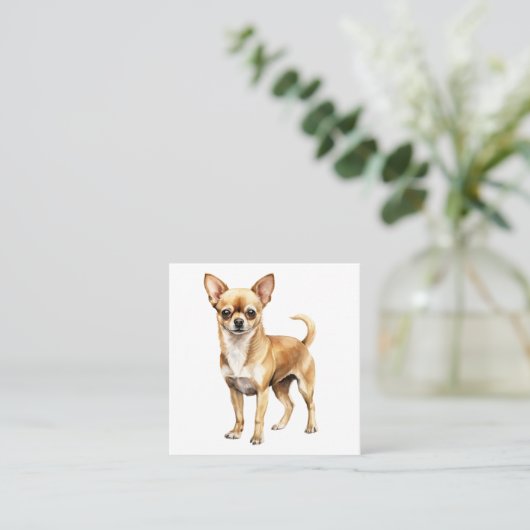 Carte De Visite Carré Chihuahua clipart d'aquarelle Chihuahua chien (Debout devant)