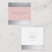 Carte De Visite Carré Chimmer argent rose clair classique professionnel (Devant / Derrière)