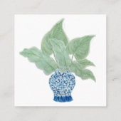 Carte De Visite Carré Chinoiserie Ginger Jar Jars Feuilles tropicaux (Dos)