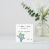 Carte De Visite Carré Chinoiserie Ginger Jar Jars Feuilles tropicaux (Debout devant)