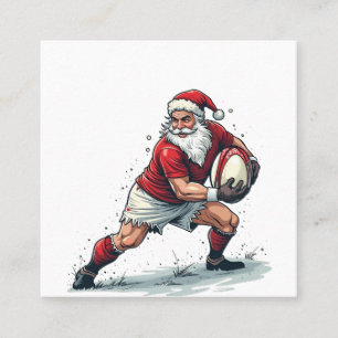 Carte De Visite Carré Chirstmas Imaginaire Football Jouer Père Noël
