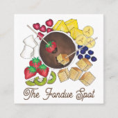 Carte De Visite Carré Chocolat Fondue Pot Dessert Restauration (Devant)