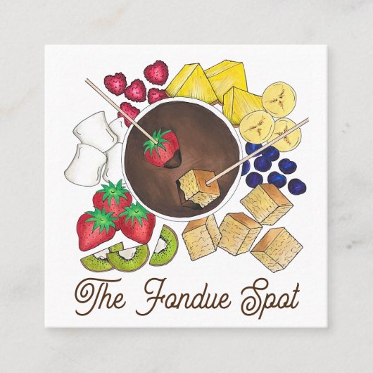 Carte De Visite Carré Chocolat Fondue Pot Dessert Restauration (Devant)