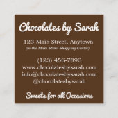 Carte De Visite Carré Chocolatier Bon Bon Chandy Shoppe Chocolatier (Dos)