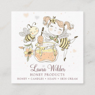 Carte De Visite Carré Chou de miel de Whimsical Jar Beekeeper Produits d