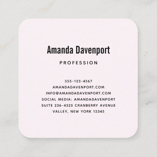 Carte De Visite Carré Chouette rose mignonne en coupe (Dos)