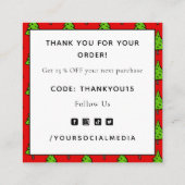 Carte De Visite Carré Christmas Tree Red Thank You (Dos)