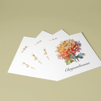 Carte De Visite Carré Chrysanthème de la récolte d'or, sur mesure