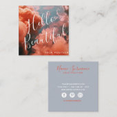 Carte De Visite Carré Ciel bleu doux et nuages roses (Devant / Derrière)