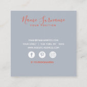 Carte De Visite Carré Ciel bleu doux et nuages roses (Dos)