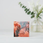 Carte De Visite Carré Ciel bleu doux et nuages roses (Debout devant)