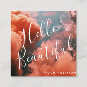 Carte De Visite Carré Ciel bleu doux et nuages roses