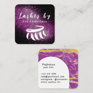 Carte De Visite Carré Cils Pailletés Luxe Violet