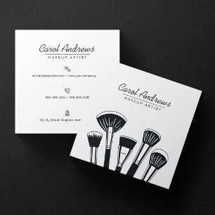 Carte De Visite Carré Cils Sourcils Minimaliste Maquilleuse Noir, Blanc