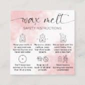 Carte De Visite Carré Cire Fonte Soin Elégant Merci d'aquarelle rose (Devant)