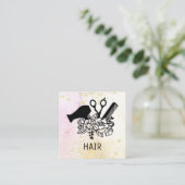 Carte De Visite Carré *~* Ciseau Floral Combe Fleur Sèche Parties scinti (Debout devant)