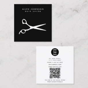 Carte De Visite Carré Ciseaux à cheveux Barber QR Code Code Business Log