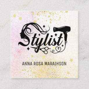 Carte De Visite Carré *~* Ciseaux cardiaques Sèche-Parties scintillant 