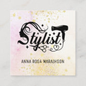 Carte De Visite Carré *~* Ciseaux cardiaques Sèche-Parties scintillant c (Devant)