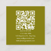 Carte De Visite Carré Ciseaux de coiffeur carrés vert olive Code QR (Dos)