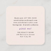 Carte De Visite Carré Ciseaux de coiffure rose et gris pour femmes (Dos)