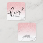 Carte De Visite Carré Ciseaux de parties scintillant or rose moderne cis (Devant / Derrière)