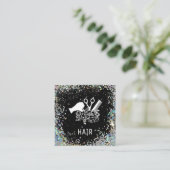 Carte De Visite Carré *~* Ciseaux de peigne Fleurs arc-en-ciel Parties s (Debout devant)