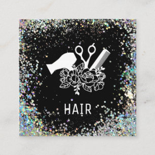 Carte De Visite Carré *~* Ciseaux de peigne Fleurs arc-en-ciel Parties s