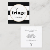 Carte De Visite Carré Ciseaux dorés coiffeur noir blanc rayé (Devant / Derrière)