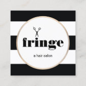 Carte De Visite Carré Ciseaux dorés coiffeur noir blanc rayé (Devant)