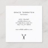 Carte De Visite Carré Ciseaux dorés coiffeur noir blanc rayé (Dos)