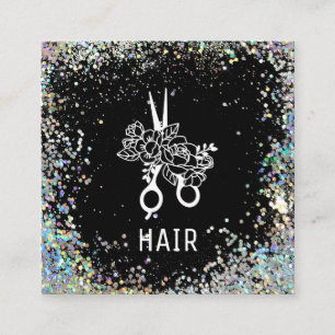 Carte De Visite Carré *~* Ciseaux floraux Fleurs Parties scintillant arc