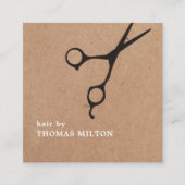 Carte De Visite Carré Ciseaux modernes kraft noirs Coiffeur (Devant)