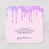 Carte De Visite Carré Ciseaux modernes parties scintillant pourpre goutt (Dos)