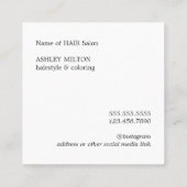 Carte De Visite Carré Ciseaux noirs blancs minimes élégants (Dos)