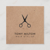 Carte De Visite Carré Ciseaux noirs Kraft minimes Élégants (Devant)