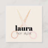 Carte De Visite Carré Ciseaux Pastel Moderne Élégant Gras (Devant)